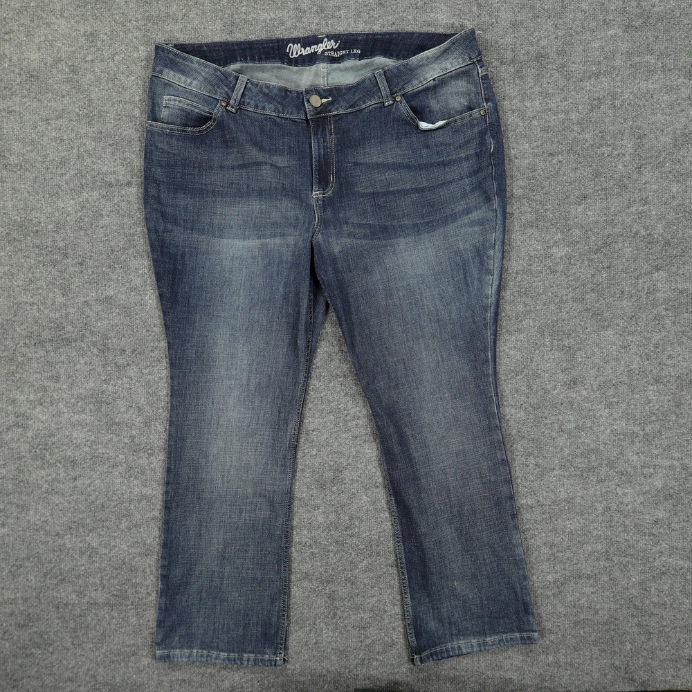 Wrangler Jeans Womens 22W 44x29 Blue Medium Wash Straight Leg Stretch Denim Plus
